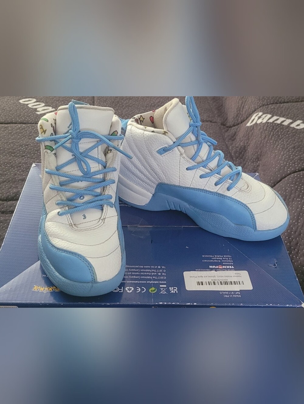 Jordan Kids White and Light Blue High-Top Sneakers